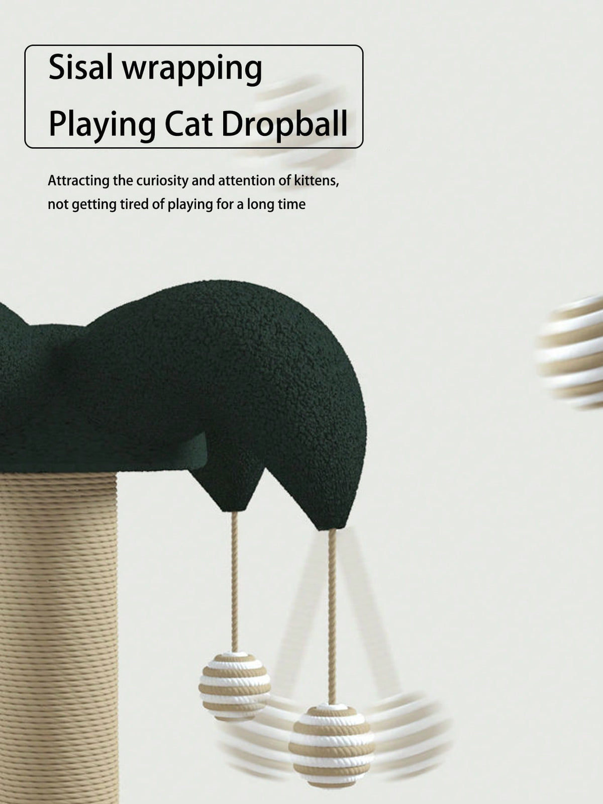 1pc Cat Climbing Tree With Sisal Scratching Post And Solid Wood Frame,  Rope And Sisal Scratching Board, Cat Toy