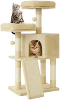 Feandrea Cat Tree, 45.3-Inch Cute Cat Tower, Plush Climbing Condo, Beige