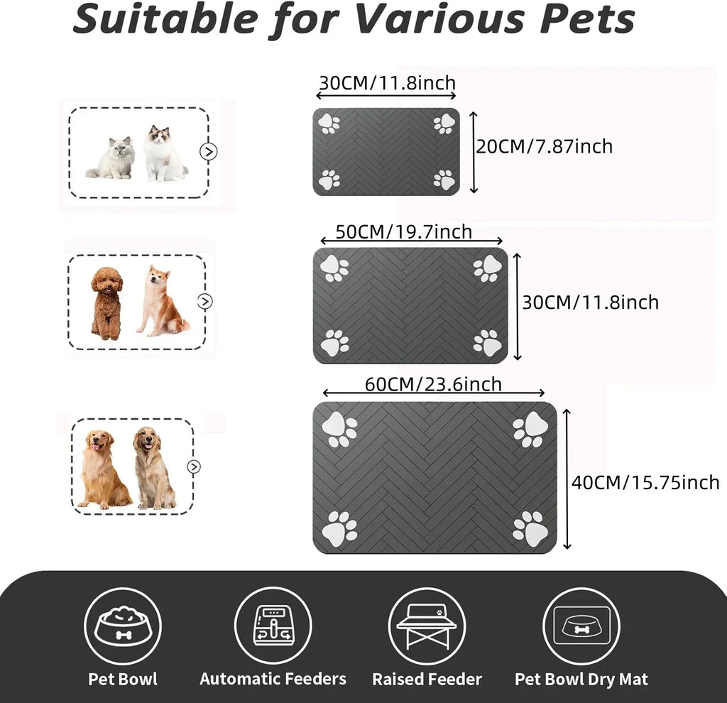 Absorbent Pet Feeding Mat – Quick Dry Dog Food & Water Bowl Mat